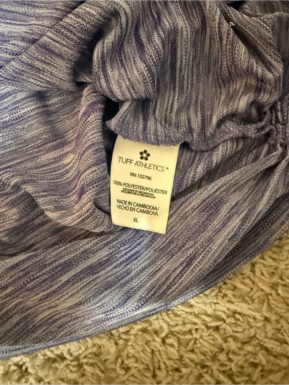 Tuff Athletics Purple Heather Short Sleeve Tee with Side Ties - Picture 6 of 8